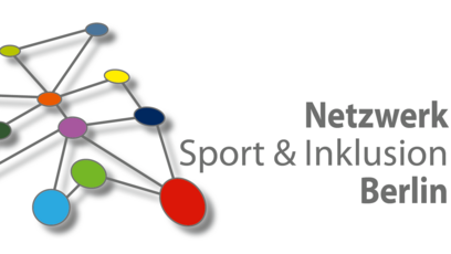 Logo Netzwerk Sport und Inklusion. Man sieht mehrere bunte Punkte, die durch Linien verbunden sind