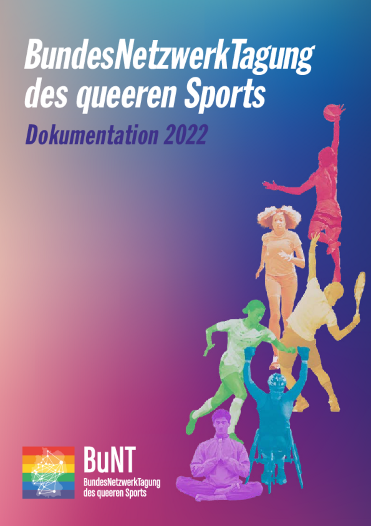 Titelseite der Dokumentation der BundesNetzwerkTagung des queeren Sports 2022