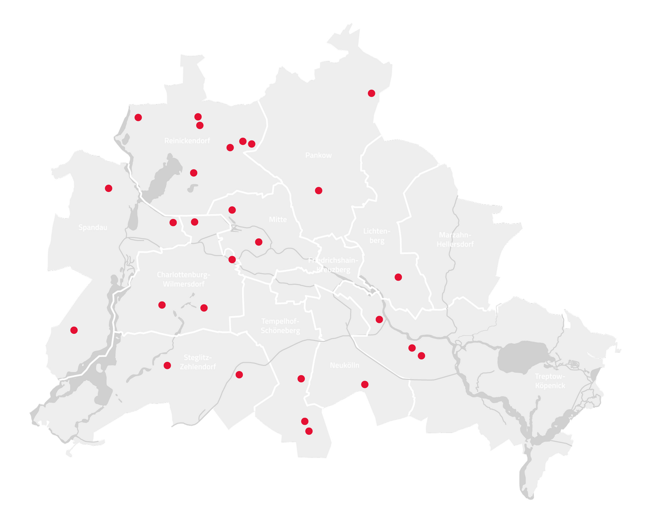 Karte mit den Bezirken von Berlin